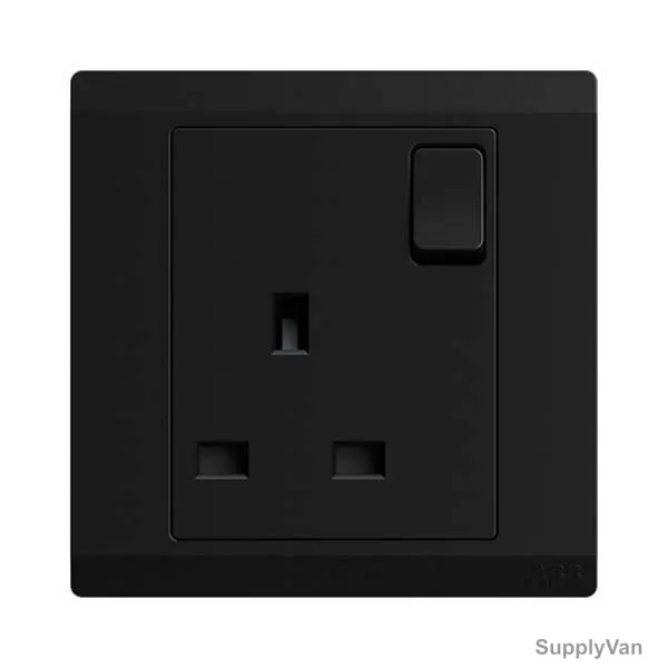 Abb Single Pole Switch Socket, BL224-885, Inora, 1 Gang, 13A, Starry Black — image 1
