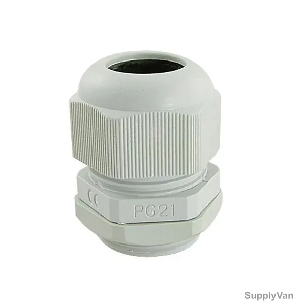 PVC Gland, PG-21, 26.9MM Outer Dia, 13-18MM Cable Size, White, 100 Pcs/Pack