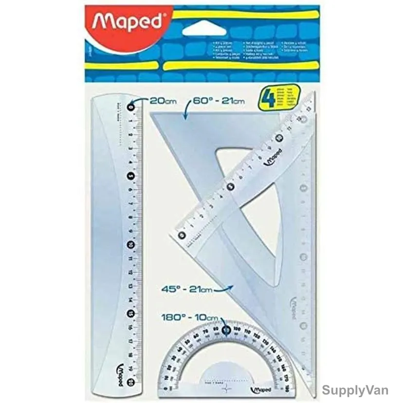 Maped Geometric Cristal Mini Kit, MD-242820, 200MM, Blue, 4PCS