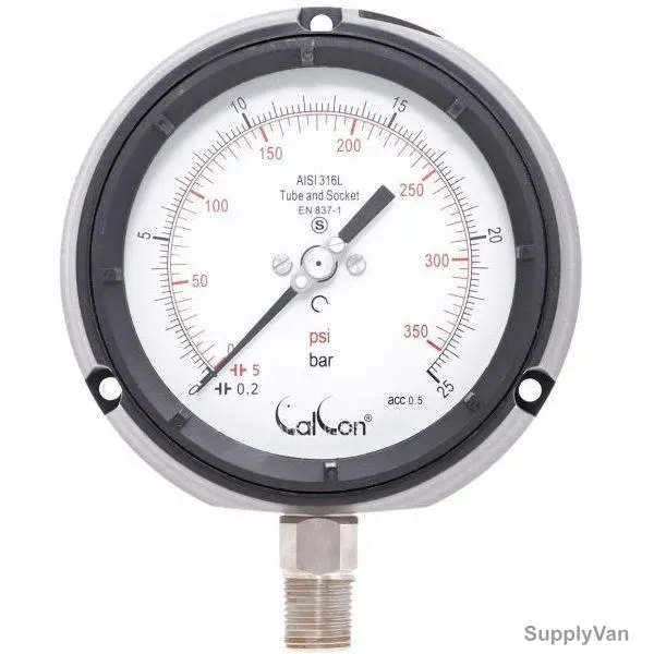 Calcon Pressure Gauge, CC21A, 125MM, 1/2 Inch, NPT, 0-25 Bar