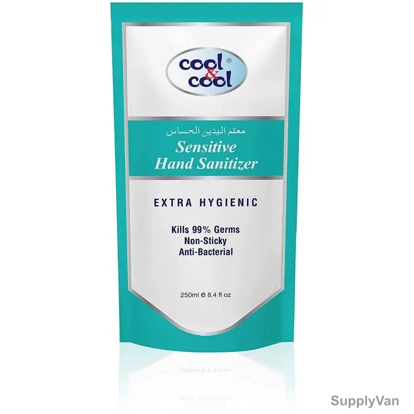 Cool and Cool Sensitive Hand Sanitizer Refill Pack, Gel, 250ML