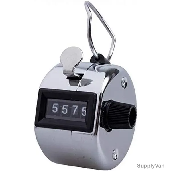 Handheld Tally Counter With 4 Digital Number, 9999 Display Count, Silver