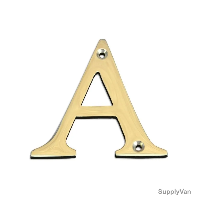 Brass Plated House Door Letter "A", KT-1991, 2 Inch, Aluminium, Gold