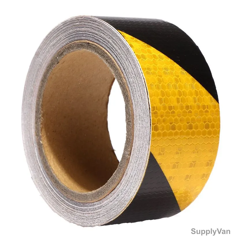 Diagonal Fluorescent Reflective Tape, 48MM Width x 25 Mtrs Length, Yellow/Black