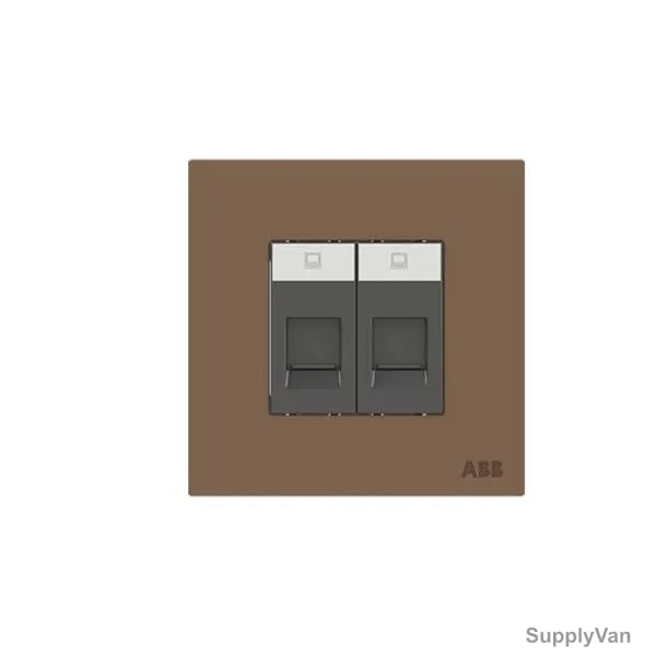 ABB Data Socket, AM32944-MO, Millenium, 2 Gang, RJ45, Cat 6, Mocha Brown — image 1