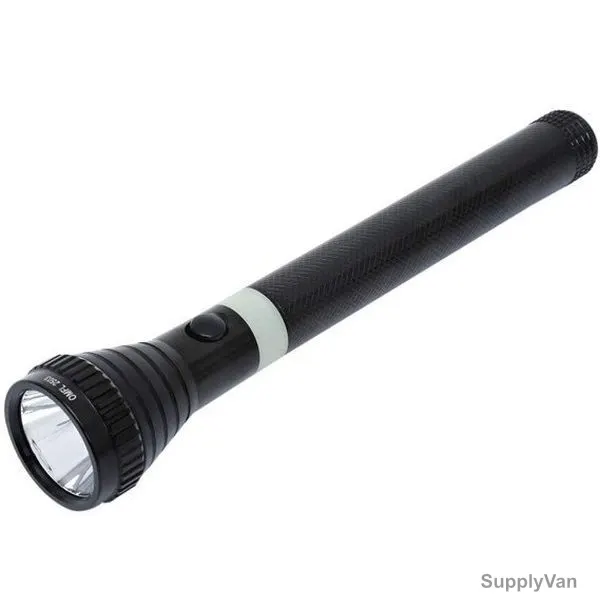 Olsenmark Rechargeable LED Handheld Flashlight, OMFL2503, Metal, 289MM, 2000 Mtrs, Black