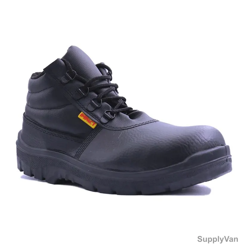 Rns High Ankle Steel Toe Safety Shoes, 702, Impact, Size47, Synthetic Leather, Black