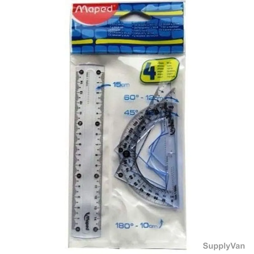 Maped Geometric Cristal Mini Kit, MD-242815, 150MM, Blue, 4PCS