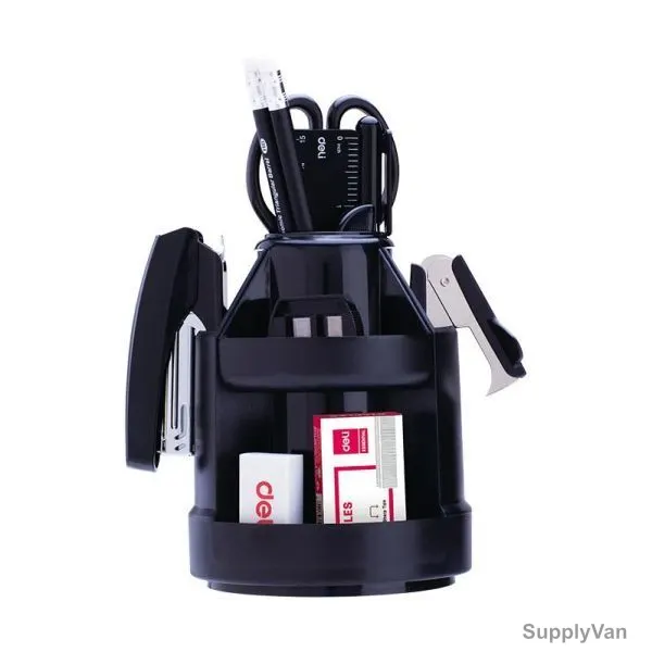 Deli Rotary Desk Organizer, E38250A, 5 Compartments, Black