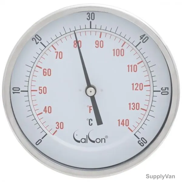 Calcon Bi-Metal Temperature Gauge, CCTE18, 125x300MM, 1/2 Inch, NPT, 0-60 Deg. C