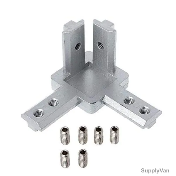 Extrusion 3 End Connection Bracket, 40 Series, 6 Hole, Aluminium, 40 x 40MM, PK2