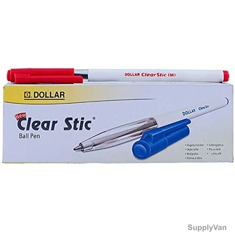 Dollar Ball Pen, BP-CS-P, Clear Stic, Medium, Red, 10 Pcs/Pack