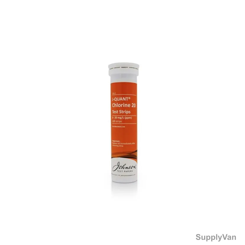 Johnson Chlorine Test Strip, 216.1, J-Quant, 0 to 20 PPM, 100 Strips/Vial — image 1