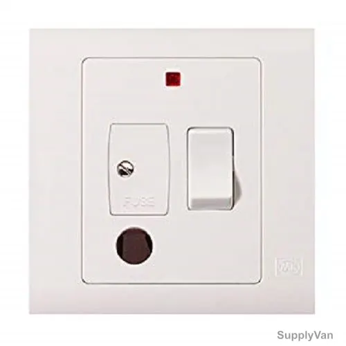 Mk Switched Fused Connection Unit With Neon and Flex Outlet, MV1070WHI, Essential, Polycarbonate, 1 Gang, 13A, White