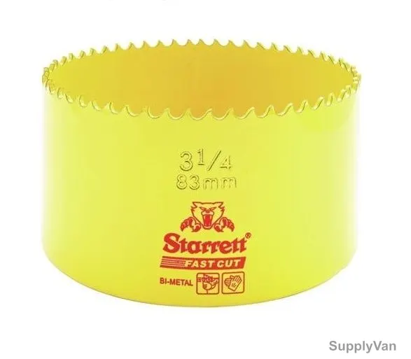 Starrett Hole Saw, FCH0314, High Speed Steel, 83MM, 5.5 TPI, Yellow