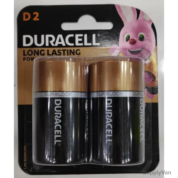 Duracell Alkaline Battery, LR20-D, 1.5V, 2 Pcs/Pack