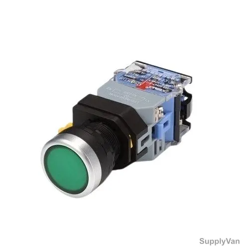 Warrior On-Off Latching Push Button Switch, 400V, 10A, Green