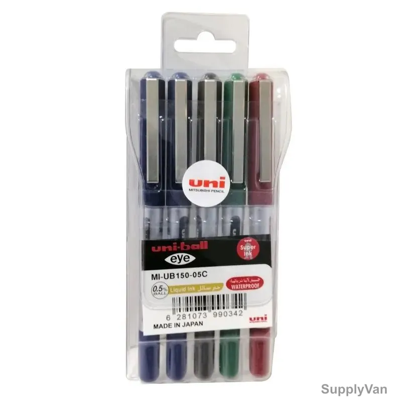 Uni-Ball Ball Point Pen, UB150-05C, Eye, 0.5MM Tip, Assorted Colors, 5 Pcs/Set