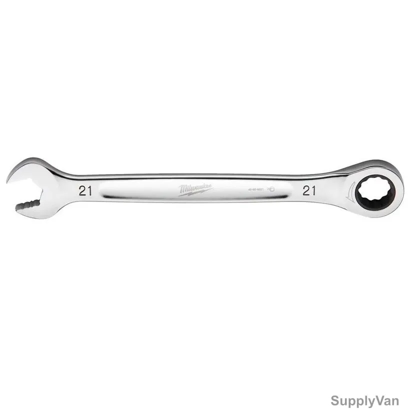 Milwaukee Ratcheting Combination Wrench, 4932471514, MaxBite, Chrome Plated, 21MM
