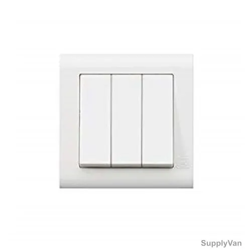 Mk Wide Rocker Switch, MV4783W1WHI, Essential, Polycarbonate, 3 Gang, 1 Way, 10A, White