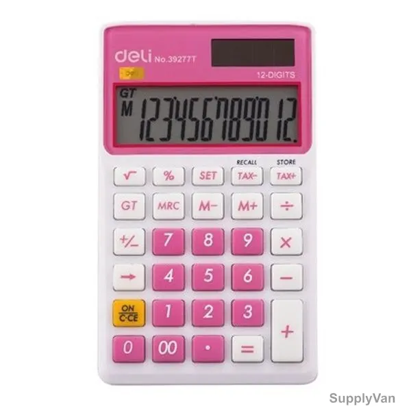 Deli Portable Calculator, E39277T, 12 Digits, Pink