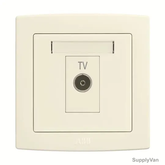 Abb TV Socket Outlet, AC330-82, Concept BS, Thermoplastic, 2 Gang, RJ45, Cat 6, Ivory White