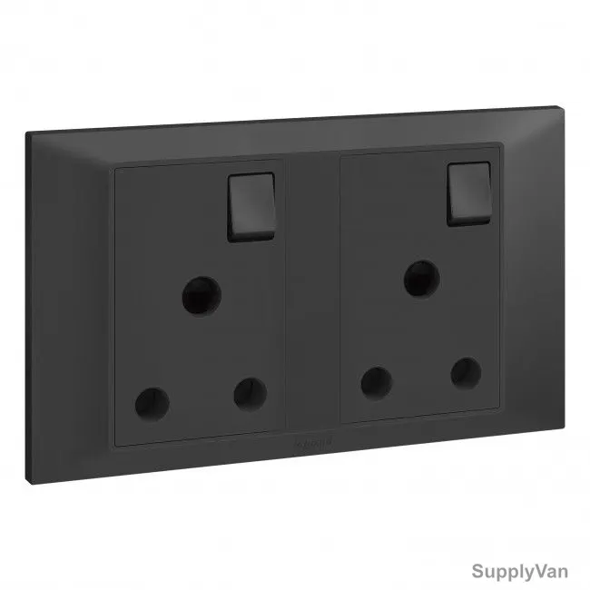 Legrand Single Pole Switched Socket, 617753, 15A, 250V, 2 Gang, Anthracite