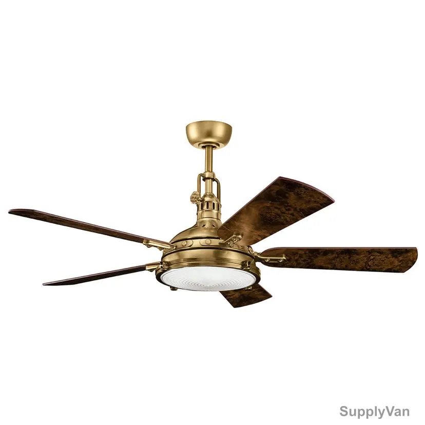 Kichler LED Ceiling Fan, 300018-BAB, Hatteras Bay, 72W, 2 Blade, 56 Inch Blade Dia, Burnished Antique Brass — image 1