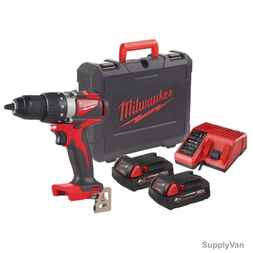 Milwaukee Cordless Drill, M18CBLDD-202C, 18V, 13MM — image 1
