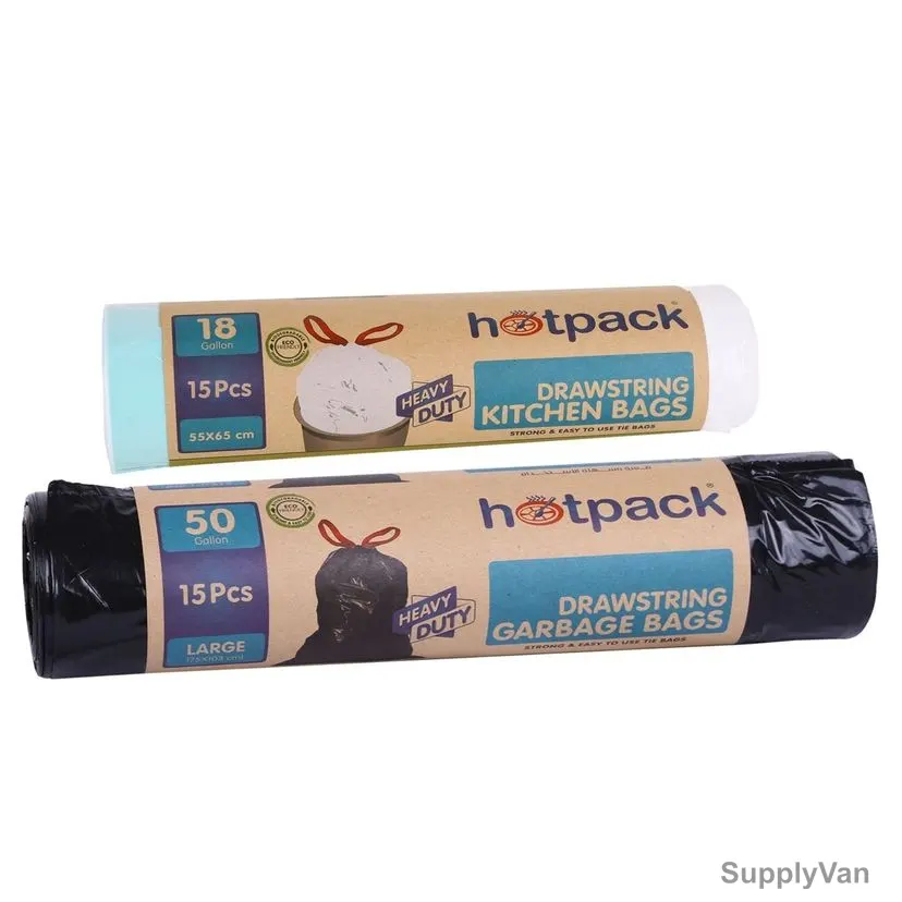 Hotpack Garbage Bag W/ Free 15PCS Kitchen Bag, ROTBBR75103TBWR5565, 75 x 103CM, Black, PK15 — image 1