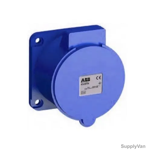 Abb Straight Flange Panel Mounting Outlet, 232BR6, 200-250V, IP44, 32A, Blue