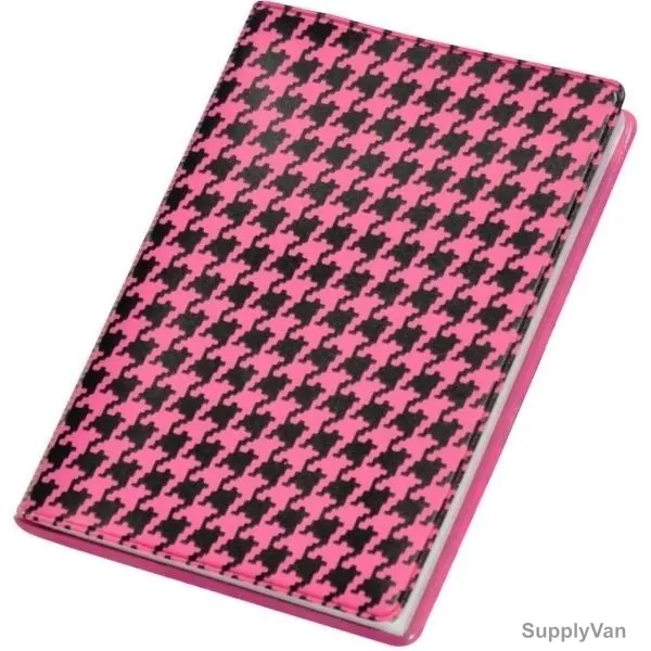 FIS 5MM Square Lines Notebook with PVC Soft Cover, FSNBP5A7100BKPI, 74 x 105MM, 100 Pages, Black and Pink