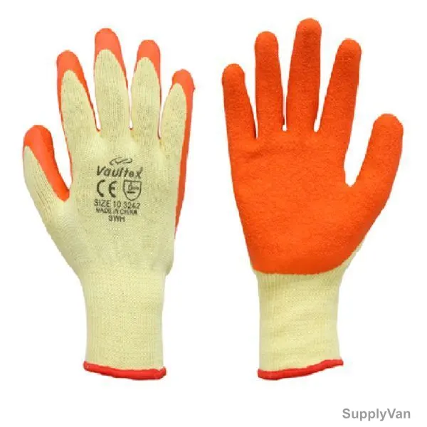 Vaultex Latex Coated Gloves, SWH, Size10, Orange, PK12