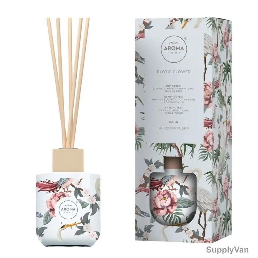 Aroma Home Exotic Flower Reed Diffuser, Blood Orange and Ylang-Ylang With Vanilla Cedar Wood Notes, 100ML