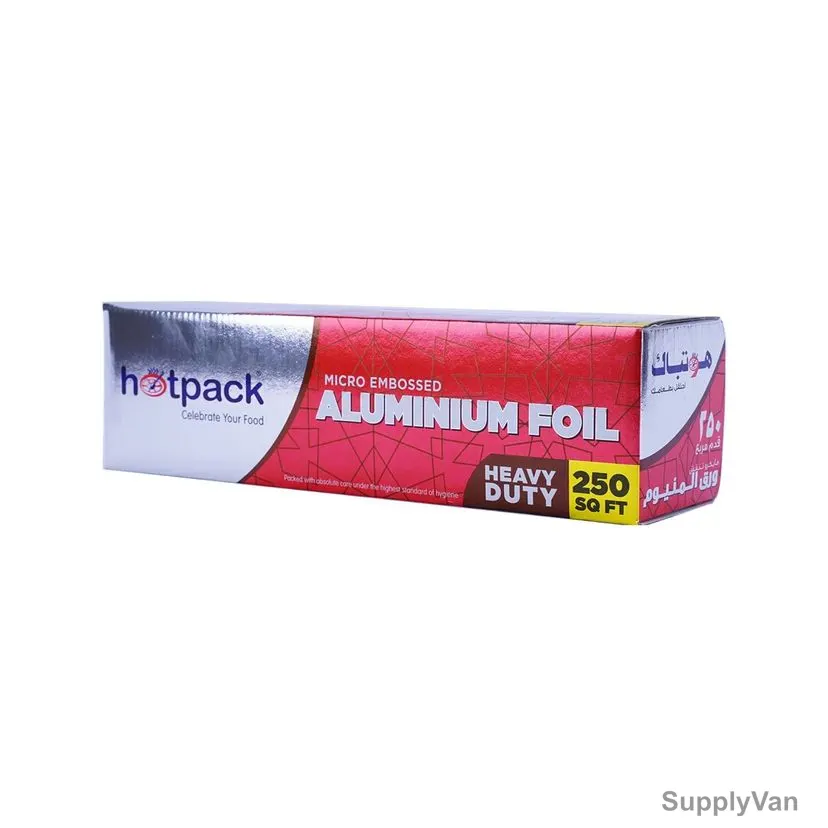 Hotpack Micro Embossed Aluminium Foil, AF30250HPE, 250 SQ. FT. Length x 30CM Width, Silver