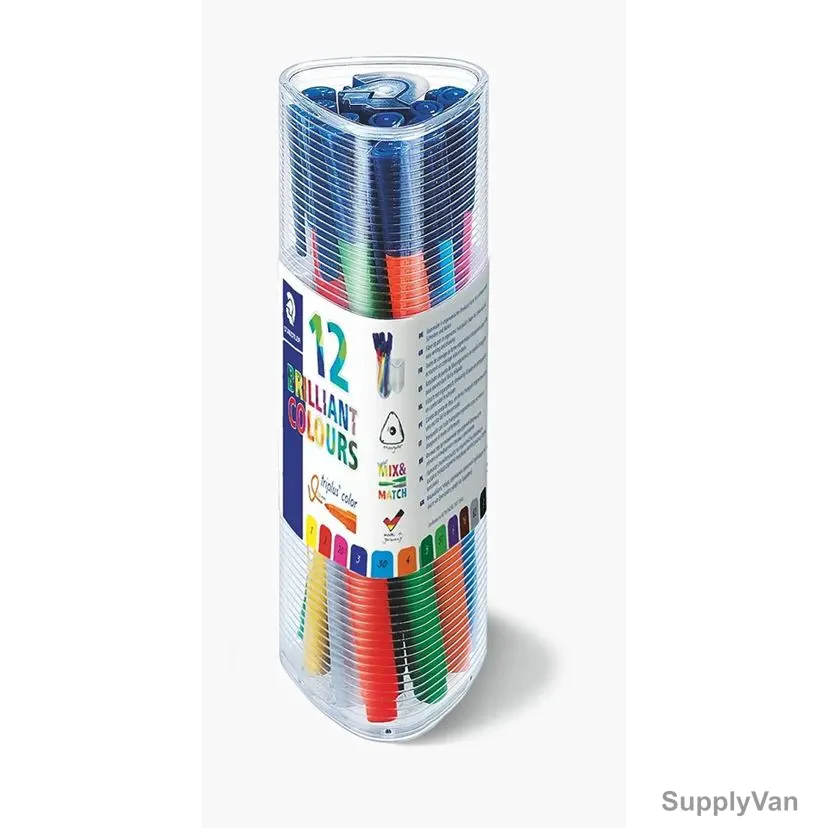 Staedtler Color Fiber Tip Pen Set, ST-323-PR12, Triplus, 1.0MM Tip, Assorted Colors, 12 Pcs/Set — image 1