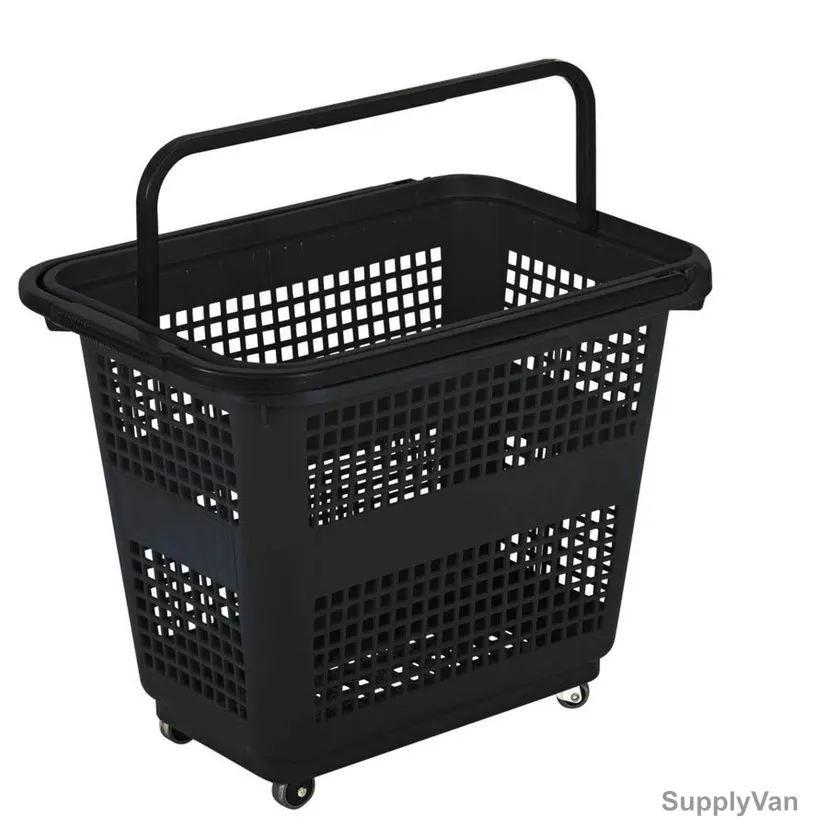 Barcelona Basket With Wheels, 43.5CM Height x 39.5CM Width x 57.5CM Length, 54 Ltrs Capacity, Black — image 1