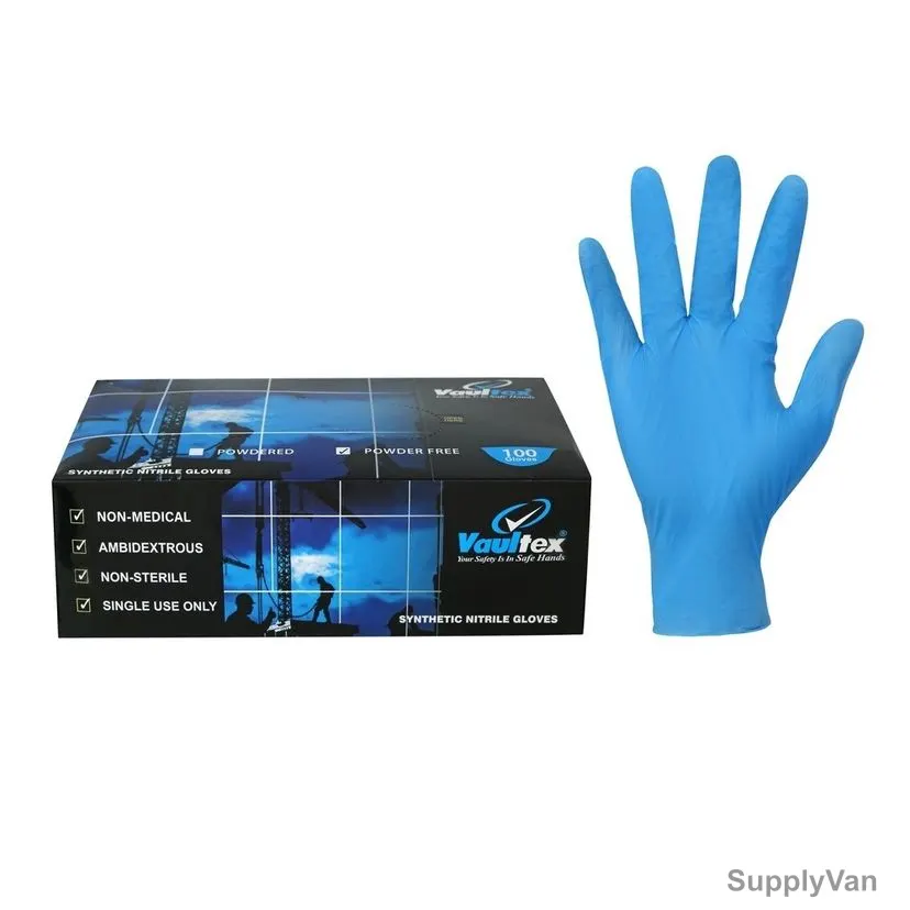 Vaultex Synthetic Nitrile Disposable Gloves, KMT, Powder Free, L, 100 Pcs/Pack