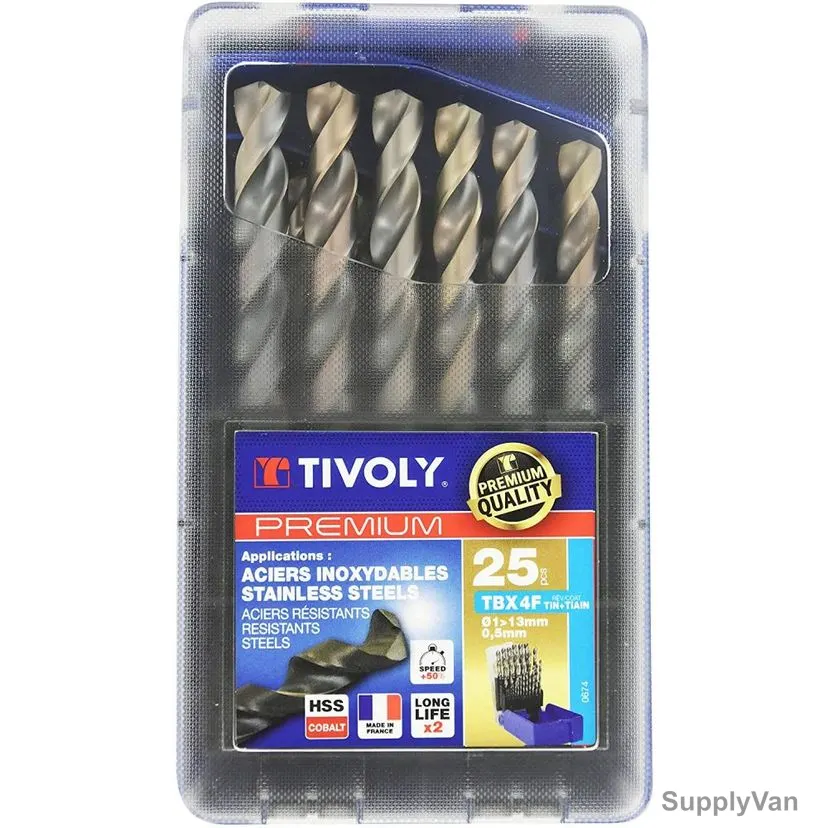 Tivoly Drill Bit Set, 11456170017, G TBX 4F, 25PCS