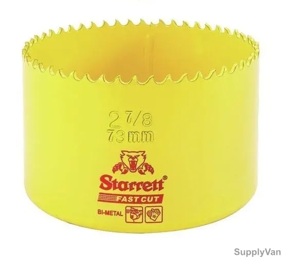 Starrett Hole Saw, FCH0278, High Speed Steel, 73MM, 5.5 TPI, Yellow