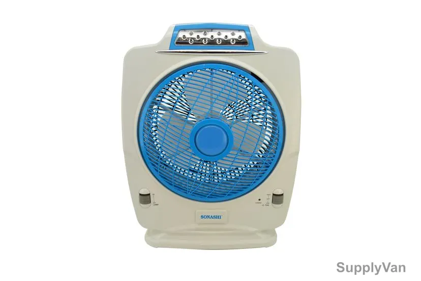 Sonashi Rechargeable Oscillating Fan, SRF-512, 12 Inch, 25W, Blue/White