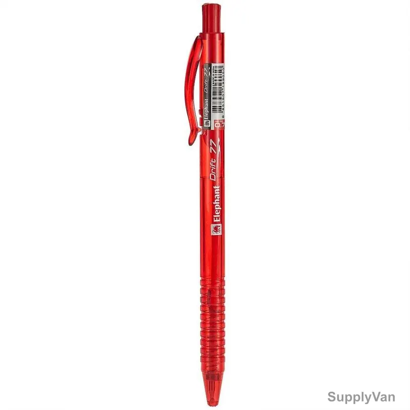 Elephant Retractable Ballpoint Pen, Drift 77, 0.5MM, Red, 12 Pcs/Pack