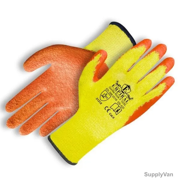 Empiral Latex Palm Coated Gloves, Gorilla Rock II, Polycotton, L, Yellow/Orange