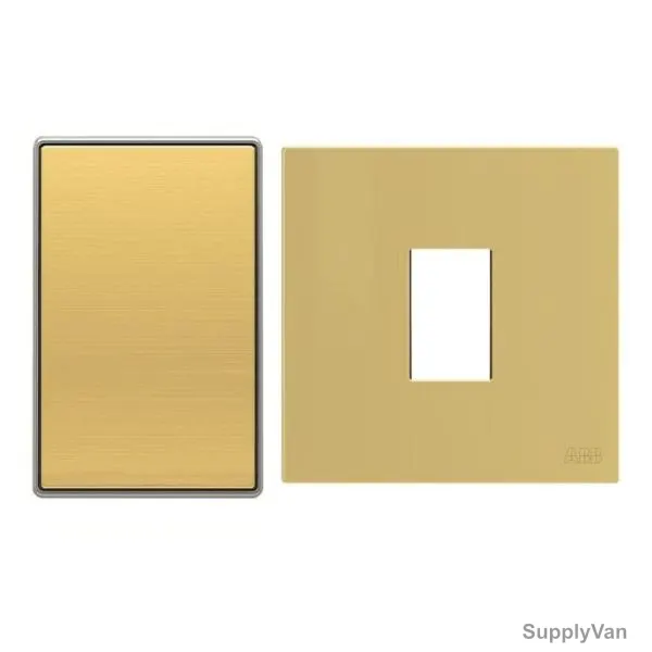 ABB Push Button Switch With Rocker Switch Frame, AMD43020-MG+AMD5120-MG, 1 Gang, 1 Way, 10A, Matt Gold — image 1
