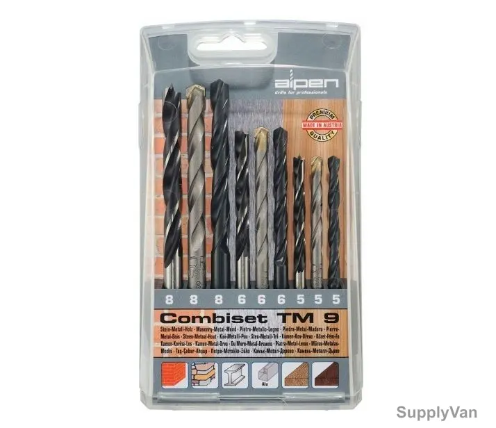 Alpen Combination Drill Bit Set, 802102100, HSS, 9PCS