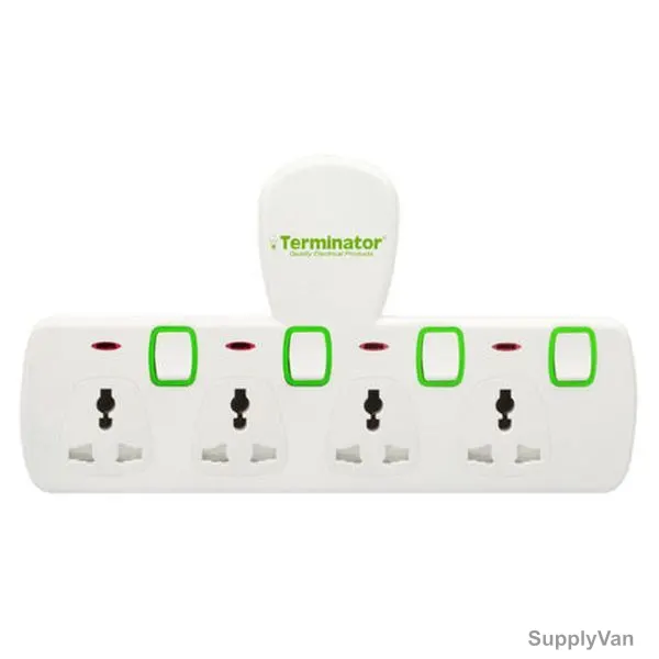 Terminator Universal Multi-Plug Adapter, TMA-574T, 4 Way, 250V, White — image 1