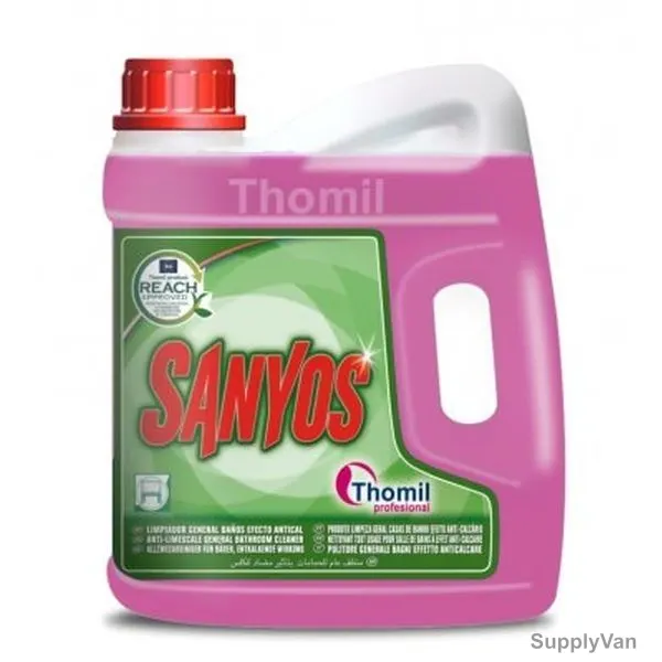 Thomil Sanyos Anti Limescale General Bathroom Cleaner, Floral Scented, 4 Litre, Pink, PK4