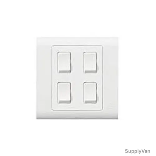 Mk Small Rocker Switch, MV4864WHI, Essential, Polycarbonate, 4 Gang, 2 Way, 10AX, White