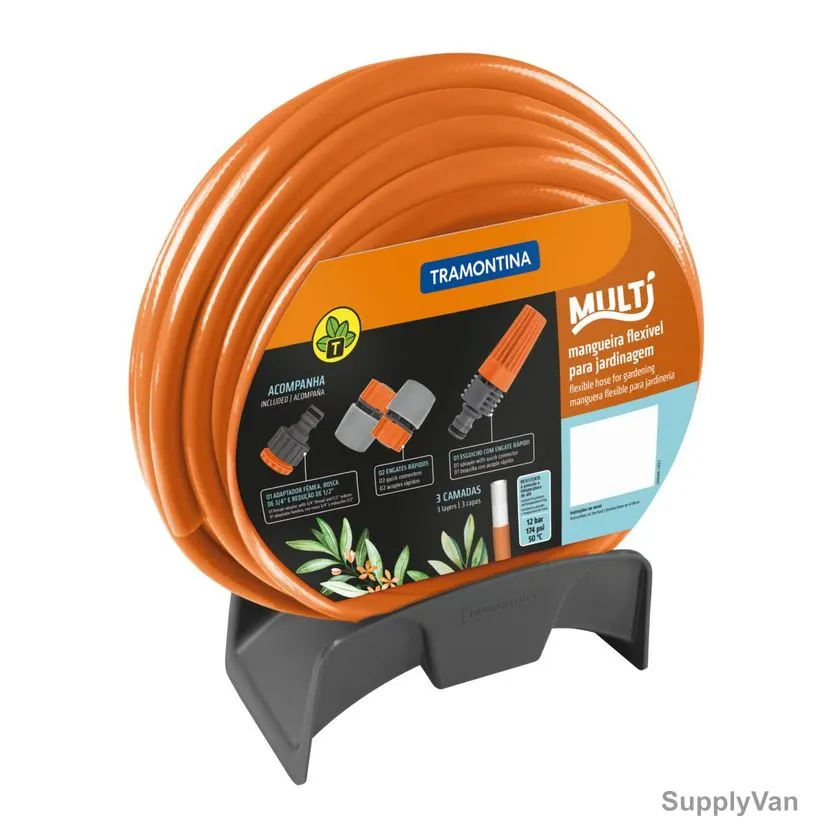 Tramontina Garden Hose, 79324151, 3 Layer, 1/2 Inch Thick, 15 Mtrs Length, Orange — image 1