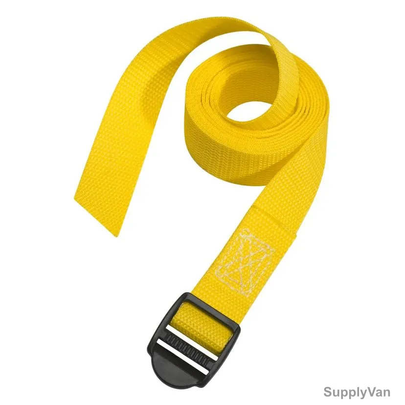 Master Lock Lashing Strap With Plastic Buckle, ML3004EURDATCOL, 1.2 Mtrs x 25MM, 40 Kg, Yellow, 2 Pcs/Pack